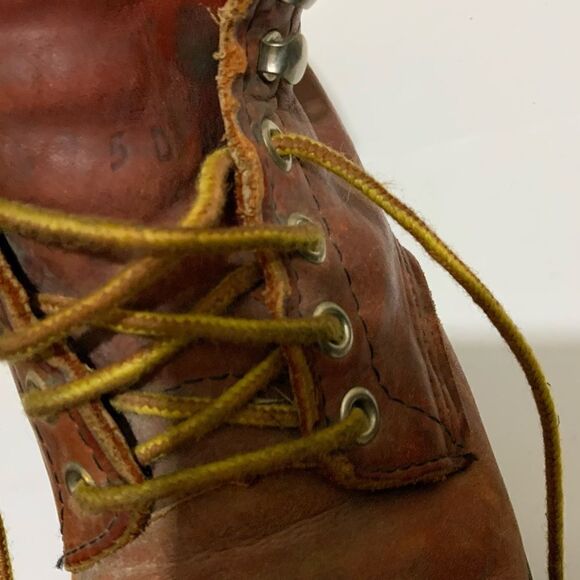 Vintage RED WING Oxblood Leather Work Boots steel toe SIZE 5D - Picture 10 of 15